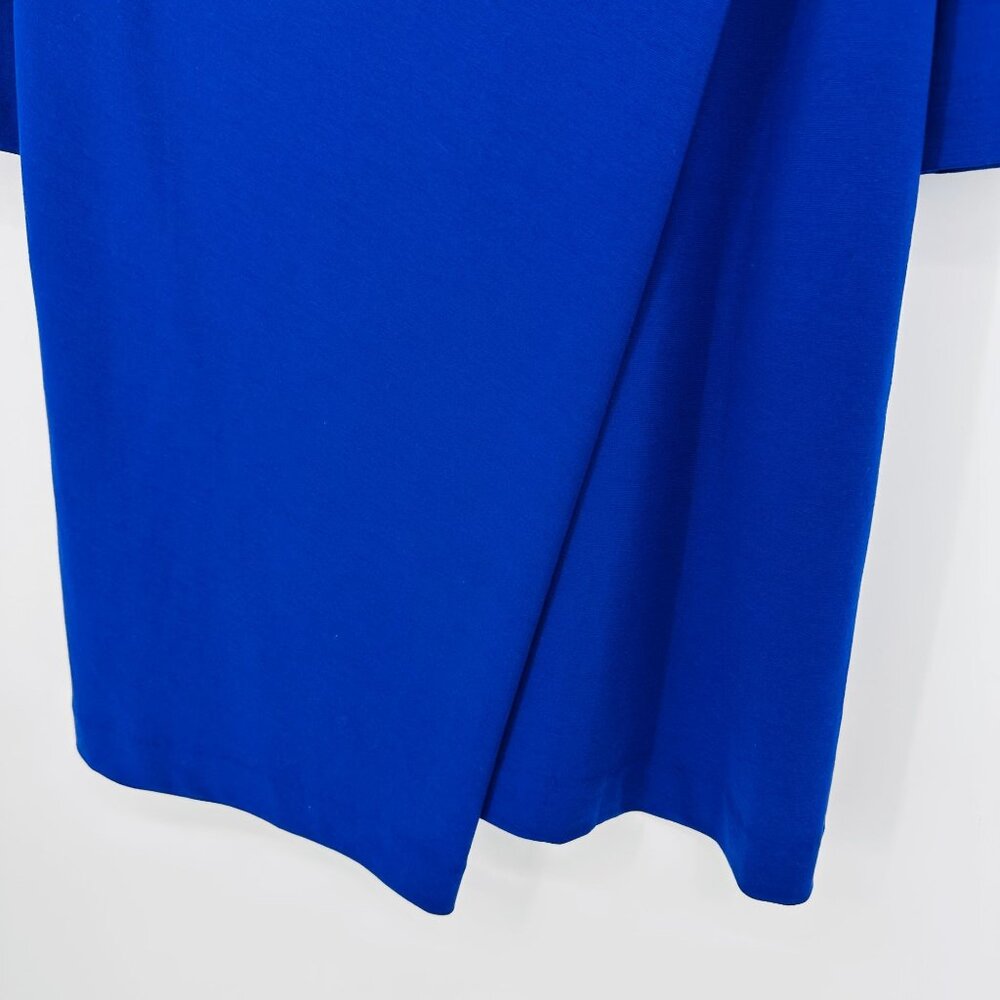 Joan Vass Drape Front Cobalt Blue Long Sleeve Elegant Professional Dress New 2P - Picture 5 of 9